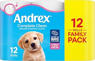Complete Clean Toilet Tissue 12 Rolls (Previously Andrex Classic Clean) Unbeatable Toilet Paper with Unique 3D Wave, FSC Certified