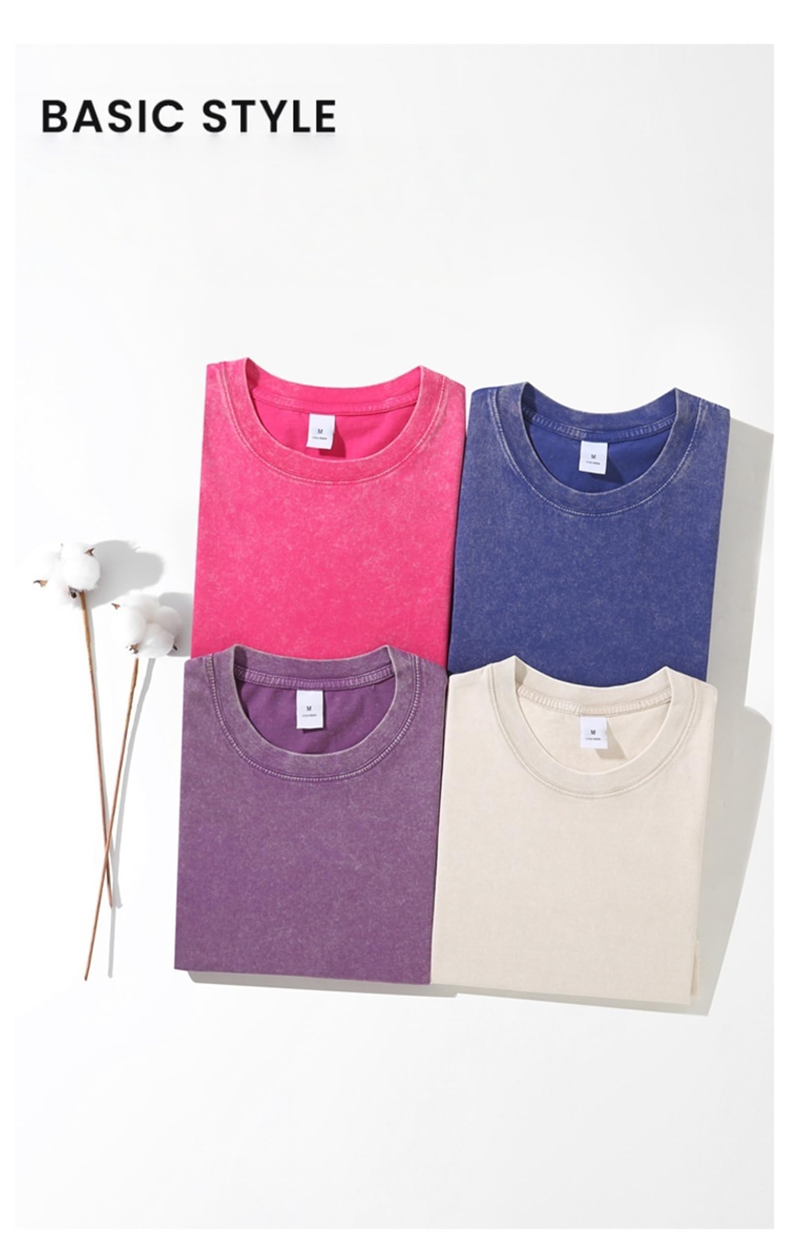 Lot de 3 t-shirts baggy décontractés style vintage délavé pour femmes, T-shirt vintage délavé de style surdimensionné pour femme, vêtement de rue baggy décontracté, 3 pièces, XXL