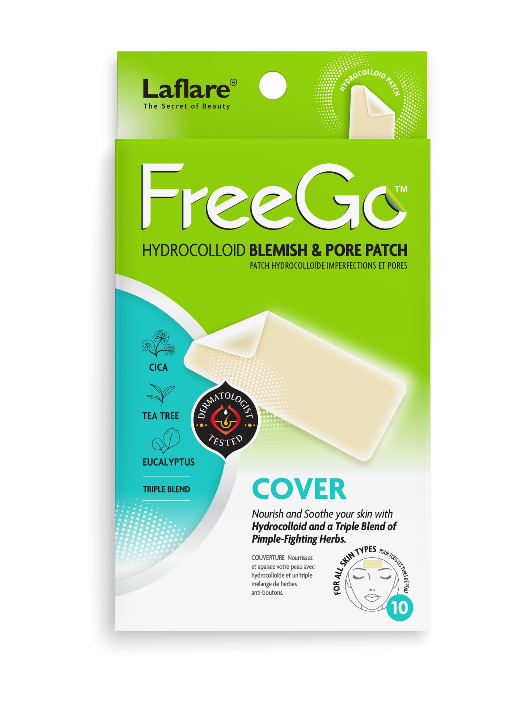 FreeGo Hydrocolloid Acne Patches for Face, Large Pimple Patches for Breakouts, Zit, Blemish Spot, Facial Stickers, Korean Pimple Patches (COVER SIZE, 10, Count)