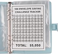 Vista 6 de Carpeta de desafío de 100 sobres, forma fácil y divertida de ahorrar $5,050, carpeta de presupuesto para ahorro de dinero con sobres de efectivo
