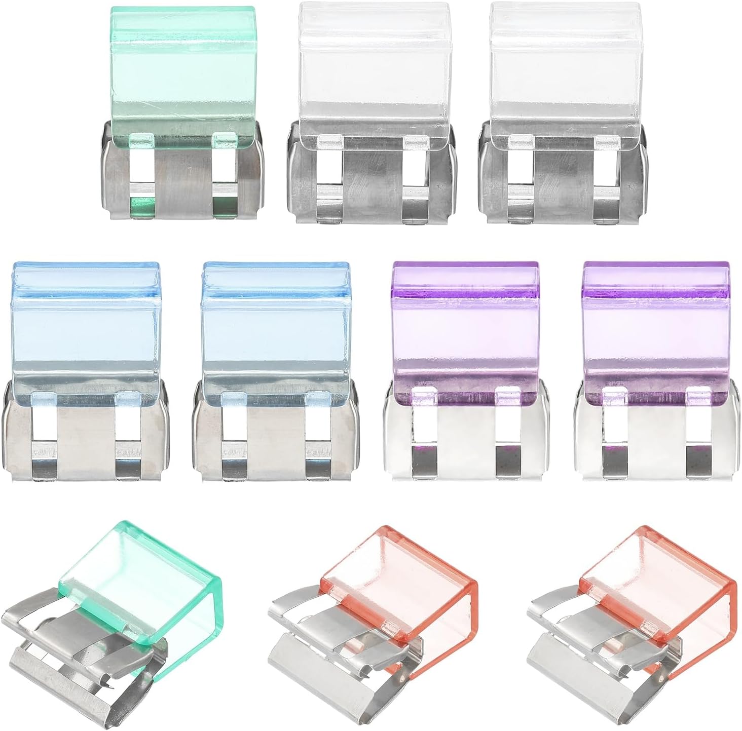 PATIKIL Slide Clip, 10 Pcs Reusable Push Slide Clips No Staple Paper Holder Refills Push Binder for Office File Organization Photo Storage Snack Bags, Pink/Purple/Blue/Clear/Green