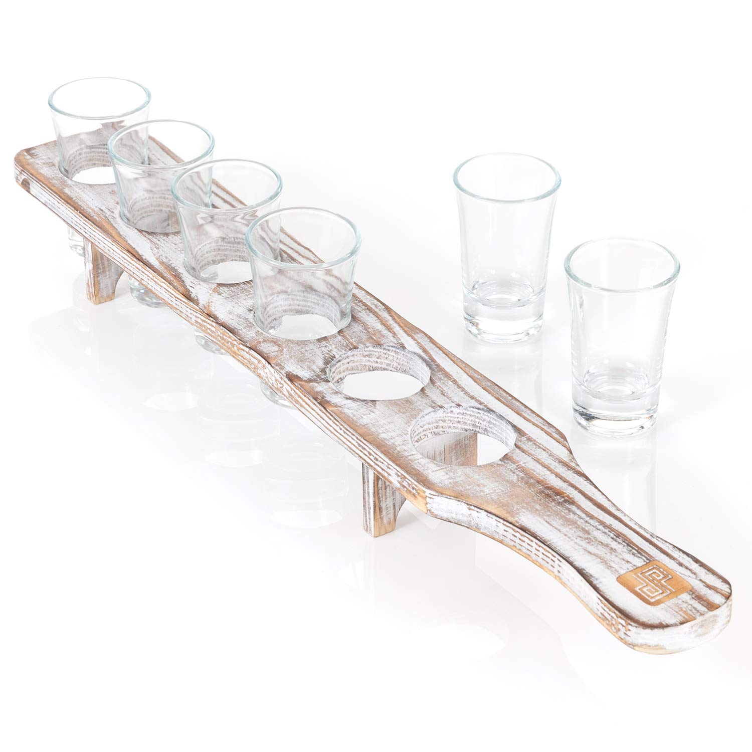 Buy Don Paragone Glasses Bulk Serving Tray and Glass Set of 6 Tequila