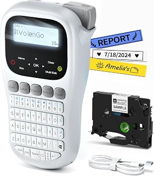 Label Maker Machine with Tape, Label Maker Waterproof Labels 12mm Laminated, Handheld Backlit Labeler Machine, H1100 Portable Labeling Machine for Office Home Use