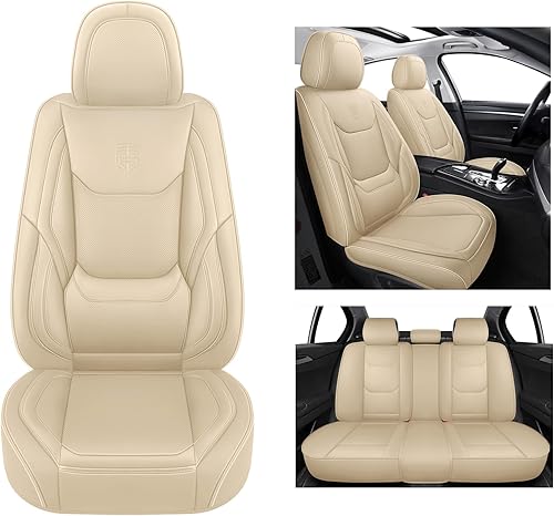 Miniatura 8 de CAPITAUTO Juego completo de fundas de asiento de automóvil, fundas de asiento de piel sintética para automóviles SUV, súper transpirables, borde de