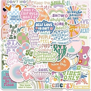 Preppy Inspirational Stickers, 50PCS Pink Vinyl Waterproof Decals for Laptop, Water Bottle, Motivational Gifts