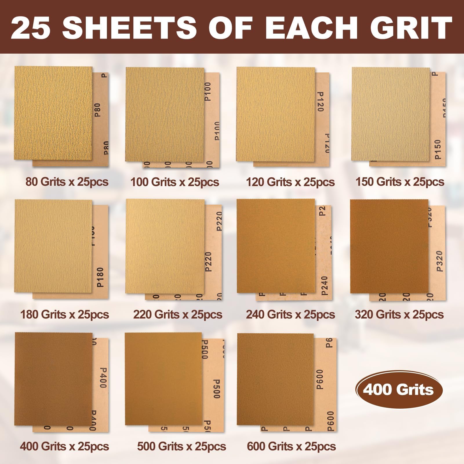 SPEEDWOX 1/4 Sheet Sandpaper Sheets 25PCS Premium Sand Paper 400 Grit Sanding Sheets 5.5" x 4.5" Sandpaper for Wood Metal Automotive Furniture Woodworking Clip-On - Image 4