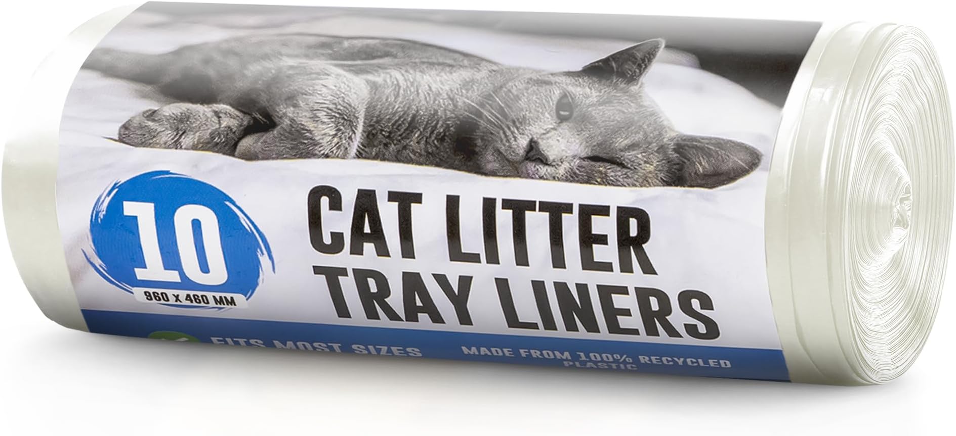 Ecobag - 10 Pack Cat Litter Tray Liners - 30L - 27 Microns - Heavy Duty Cat Litter Bags, Recycled Litter Liners, Durable Cat Tray Liners, Eco-Friendly & Easy to Dispose (960 x 460 mm)