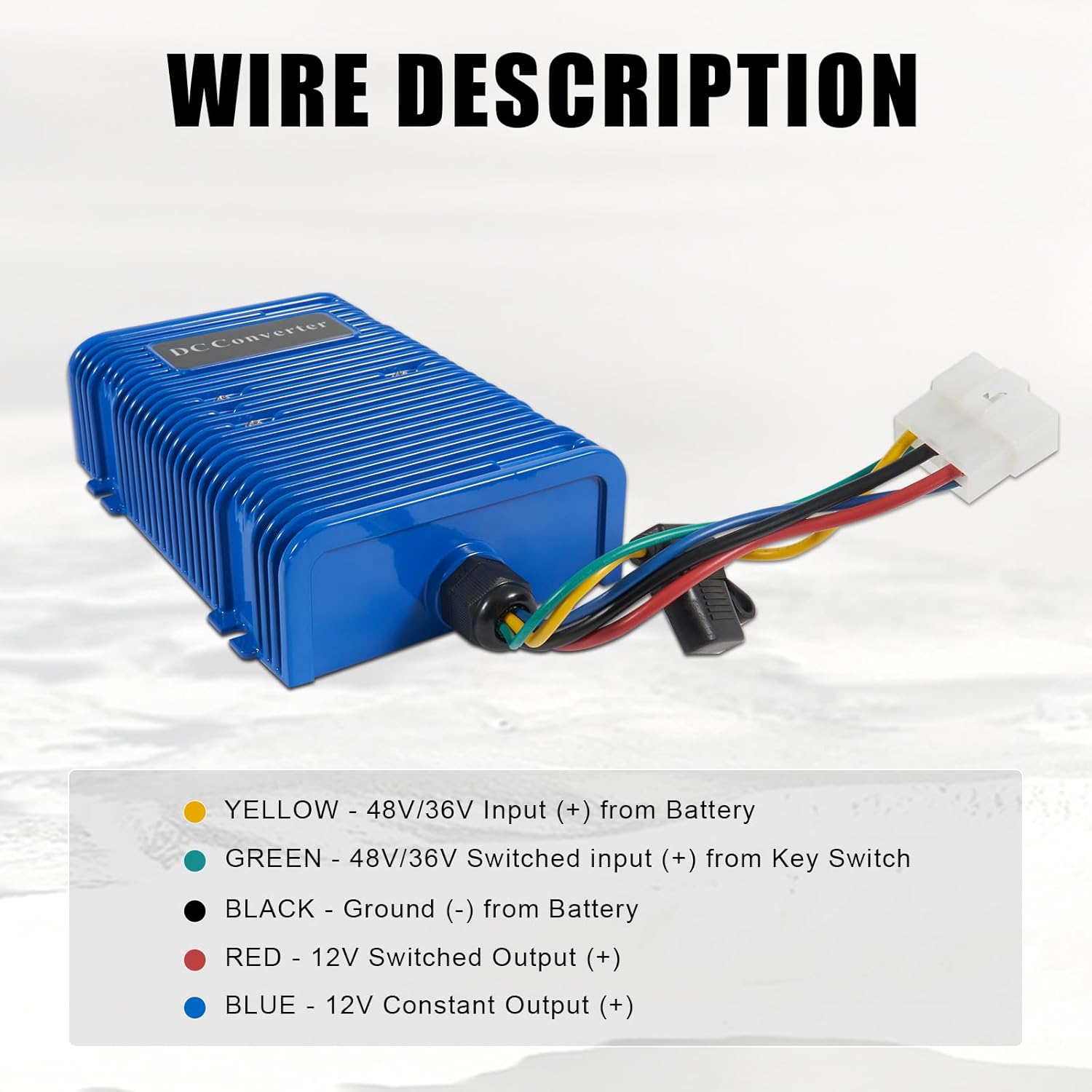 Universal 36V/48V to 12V Voltage Reducer Converter, DC to DC Step Down Regulator Compatible with EZGO, Yamaha, Club Car Golf Cart, 30A 350W