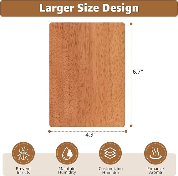 10-Pack Large Spanish Cedar Sheets for Humidor, 6.7 x 4.3 x 0.02 Cedar Chips for Spanish Cedar Humidor Boxes, Humidor Accessories for Dividing or Lighting Up Cigars, Spanish Cedar Wood Veneer Sheet