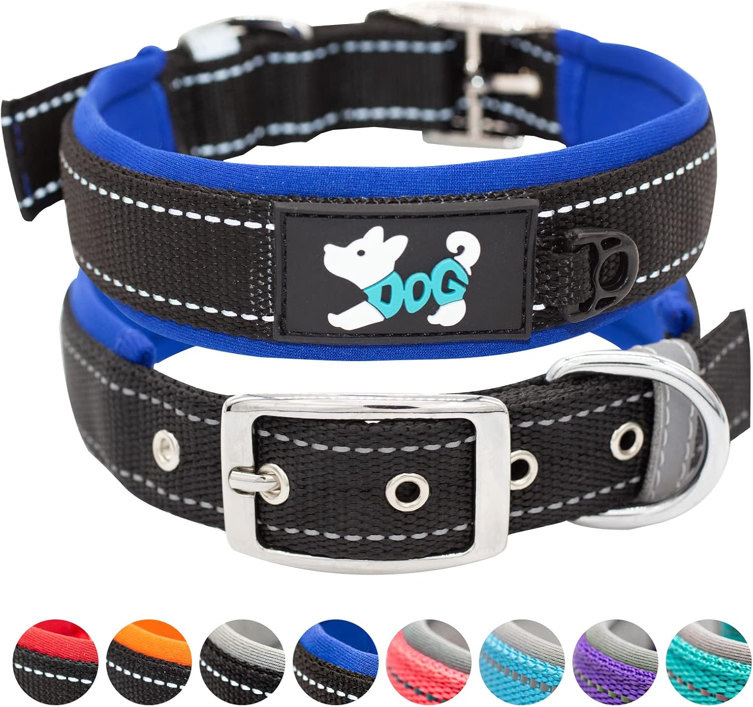 Nylon Dog Collar Soft Padded Breathable Reflective Adjustable Tactical Waterproof Pet Collar with Durable Metal Buckle for Small Medium…