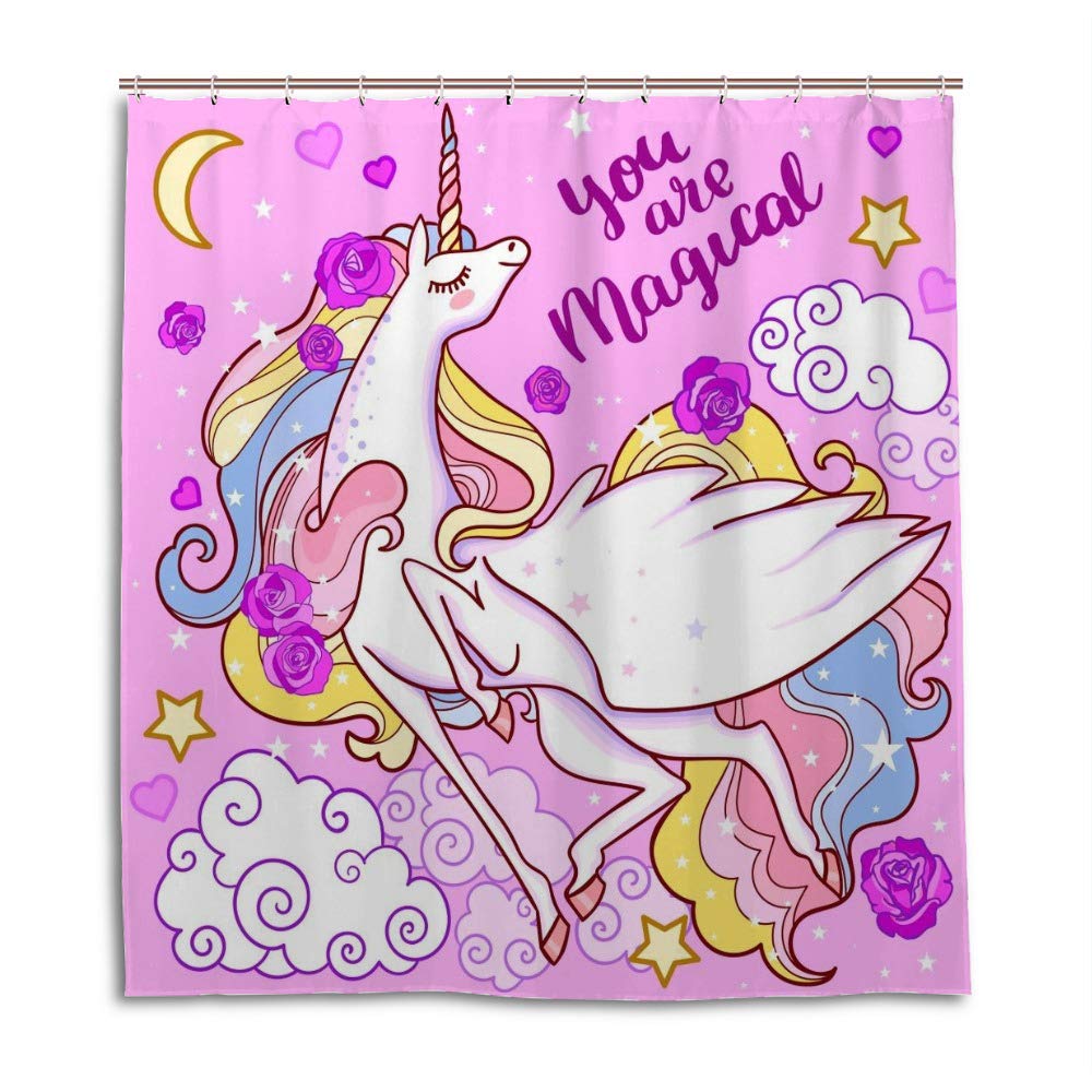 Rideau de douche licorne en polyester de haute qualité par Chehong
