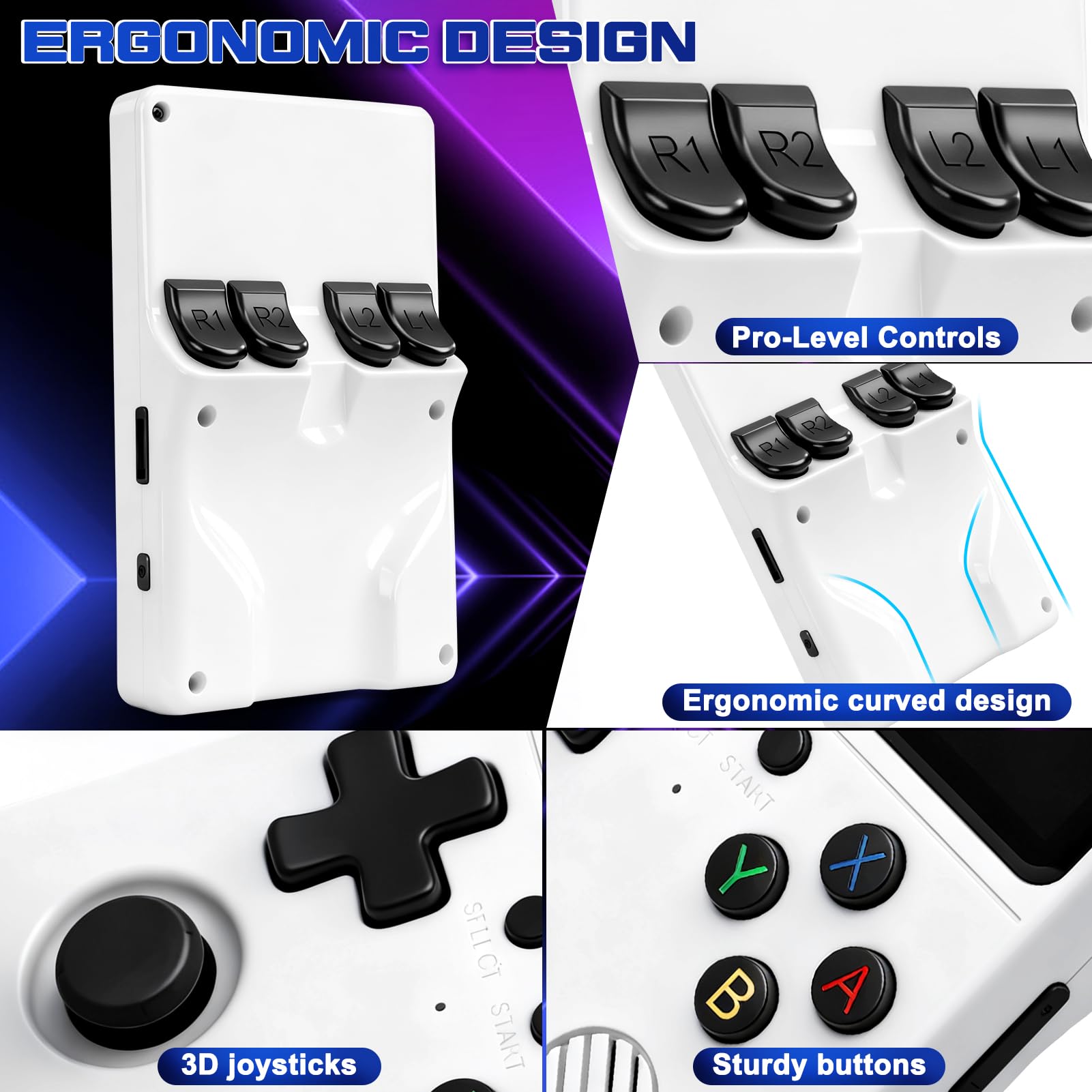Ertisa Console da gioco retrò portatile con 20000+ giochi classici, 3,5'' schermo IPS console retrò 3000mAh batteria 64GB Console videogiochi Supporta 30+ emulatori/sistema Linux Mini arcade tascabile