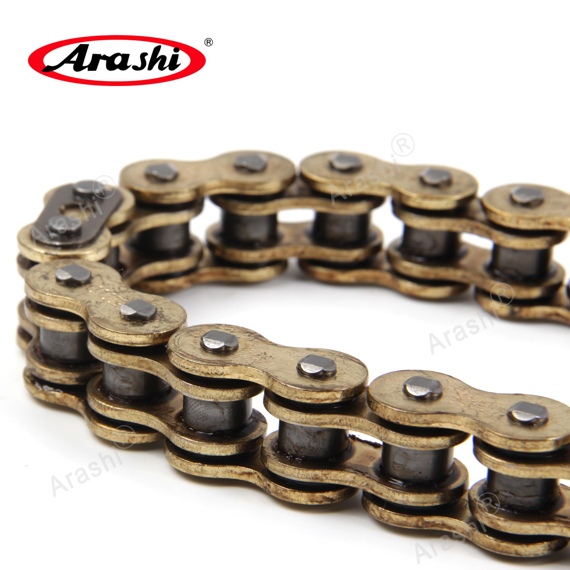 Arashi Catena di trasmissione con O-ring 520, 120 maglie con maglia di giunzione, resistenza alla trazione 8,500 libbre Ricambi e accessori per moto Oro