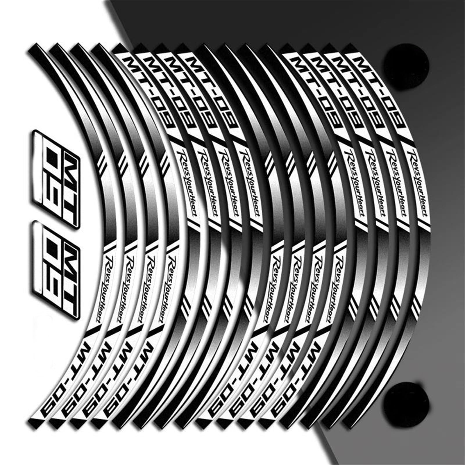 Ntpjk White Sticker Part Reflective Motorcycle Rim Wheel Hub Sticker Decals Waterproof Accessories For Y-Amaha Mt-09 Mt09 Mt 09(White)