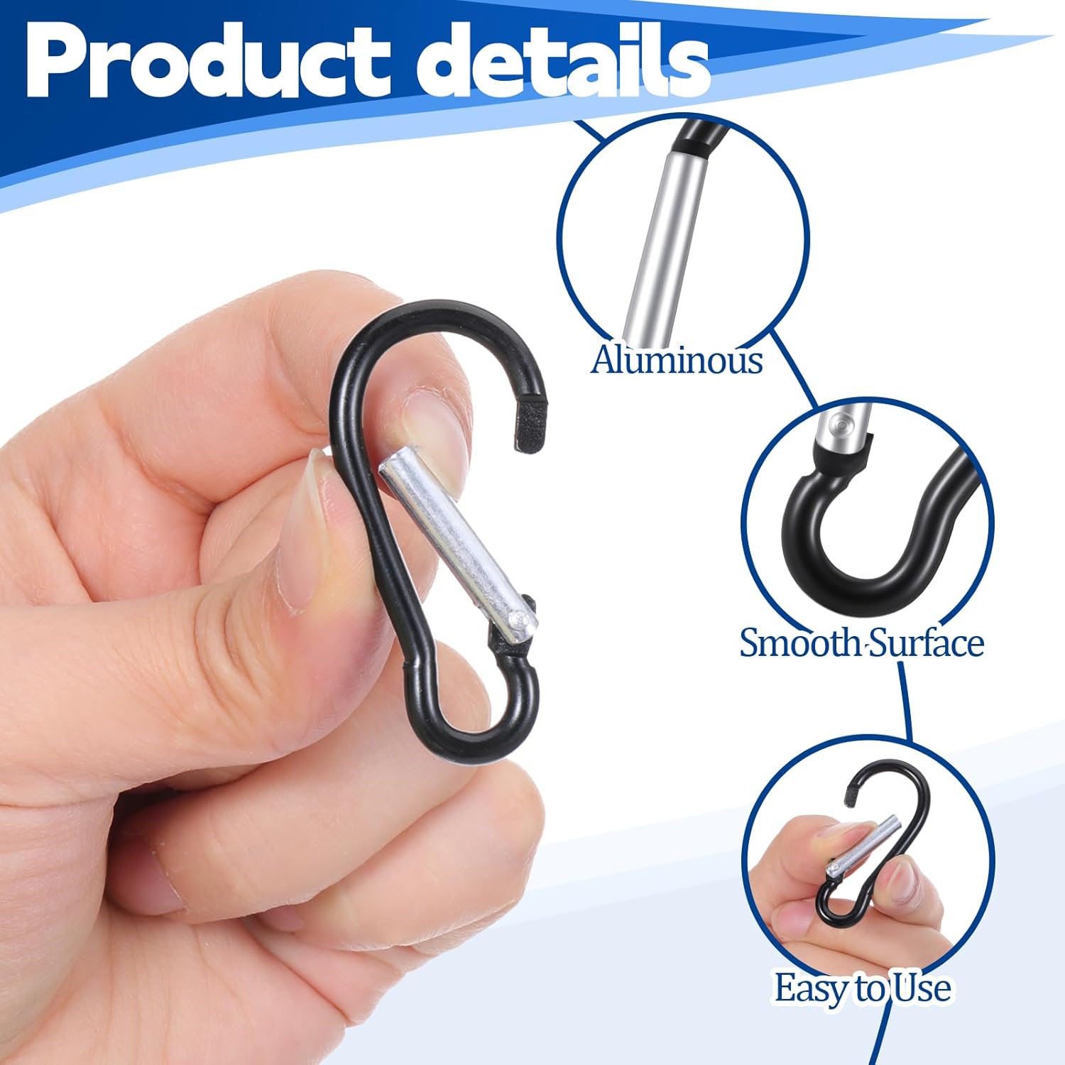 300 Pcs M5 Carabiner Clips, Heavy Duty Spring Snap Hook Bulk Aluminum Alloy Clip Quick Link Keychain for Hanging Camping Hiking Traveling Fishing Outdoor - Image 3