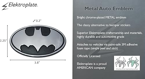 Miniatura 3 de Elektroplate Emblema de superhéroe ovalado de Batman de DC Comics con licencia oficial para automóviles, camiones y todos los automóviles, ajuste