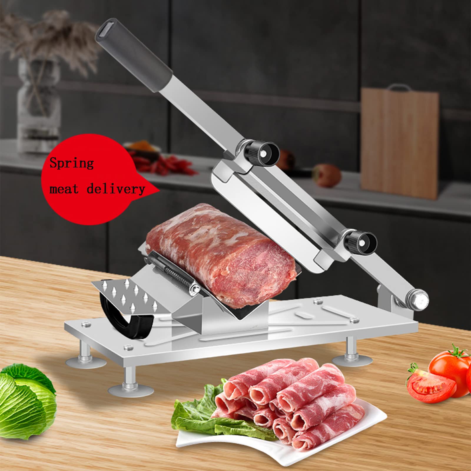 Cortadora de Carne para Uso doméstico o Comercial,Máquina cortadora de Carne para el hogar,con Hoja de Acero Inoxidable Adicional, Ajuste de Espesor,Rebanadora para Carne Seca y qu