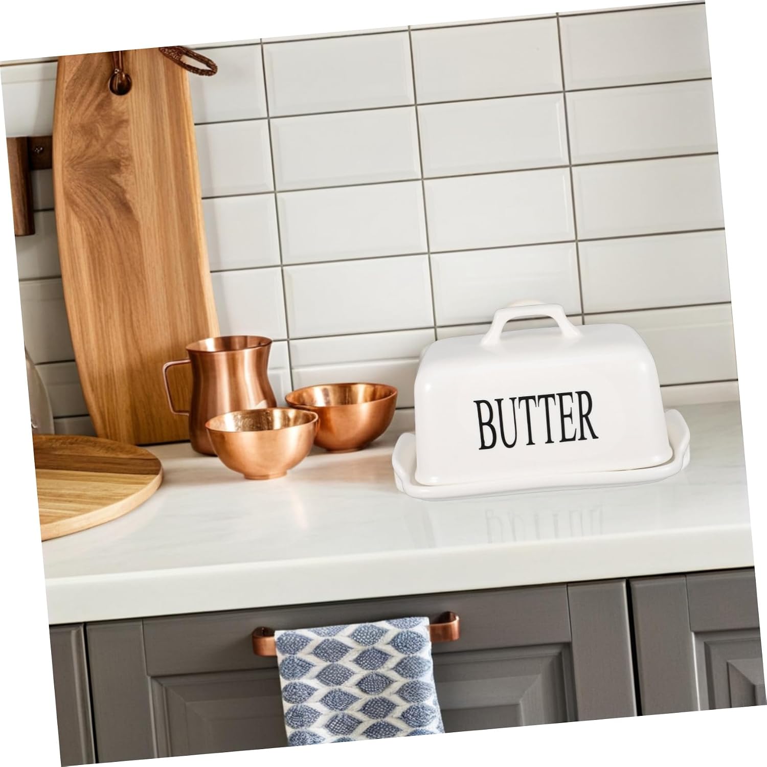 Butter Dish with Lid Airtight Ceramic Butter Keeper for Freshness Elegant Storage Container for Kitchen and Cheese
