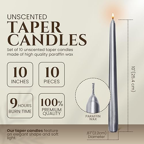 Miniatura 164 de Axiom Candles Velas altas sin goteo de 10 pulgadas sin perfume y sin humo, 9 horas de tiempo de combustión, velas cónicas para el hogar, cenas