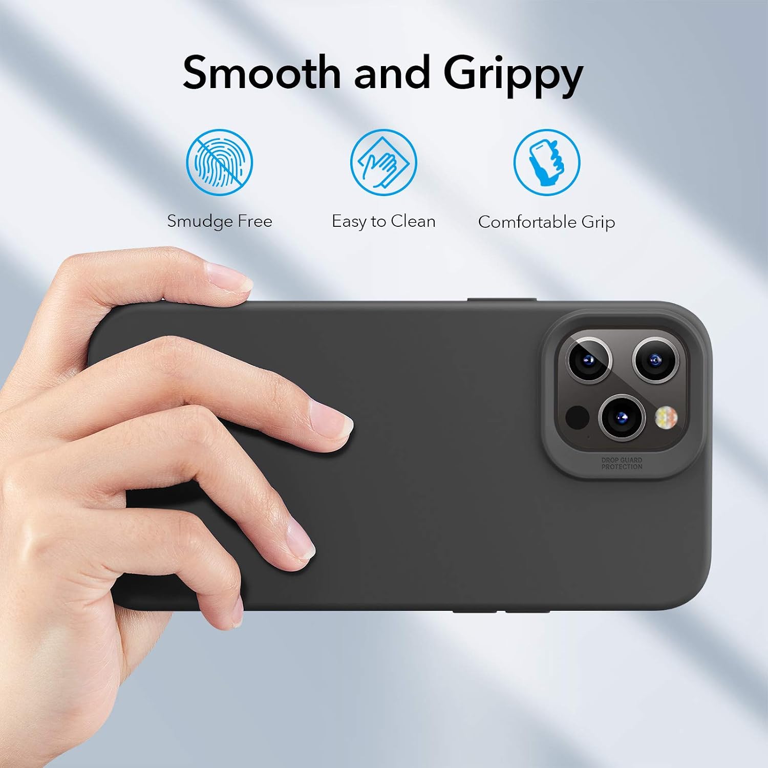 ESR Cloud Series Case Compatible with iPhone 12 Pro Max Case 6.7-Inch [Silicone Rubber Case] [Comfortable Grip] [Screen and Camera Protection] [Soft Lining] [Shock-Absorbing] - Black
