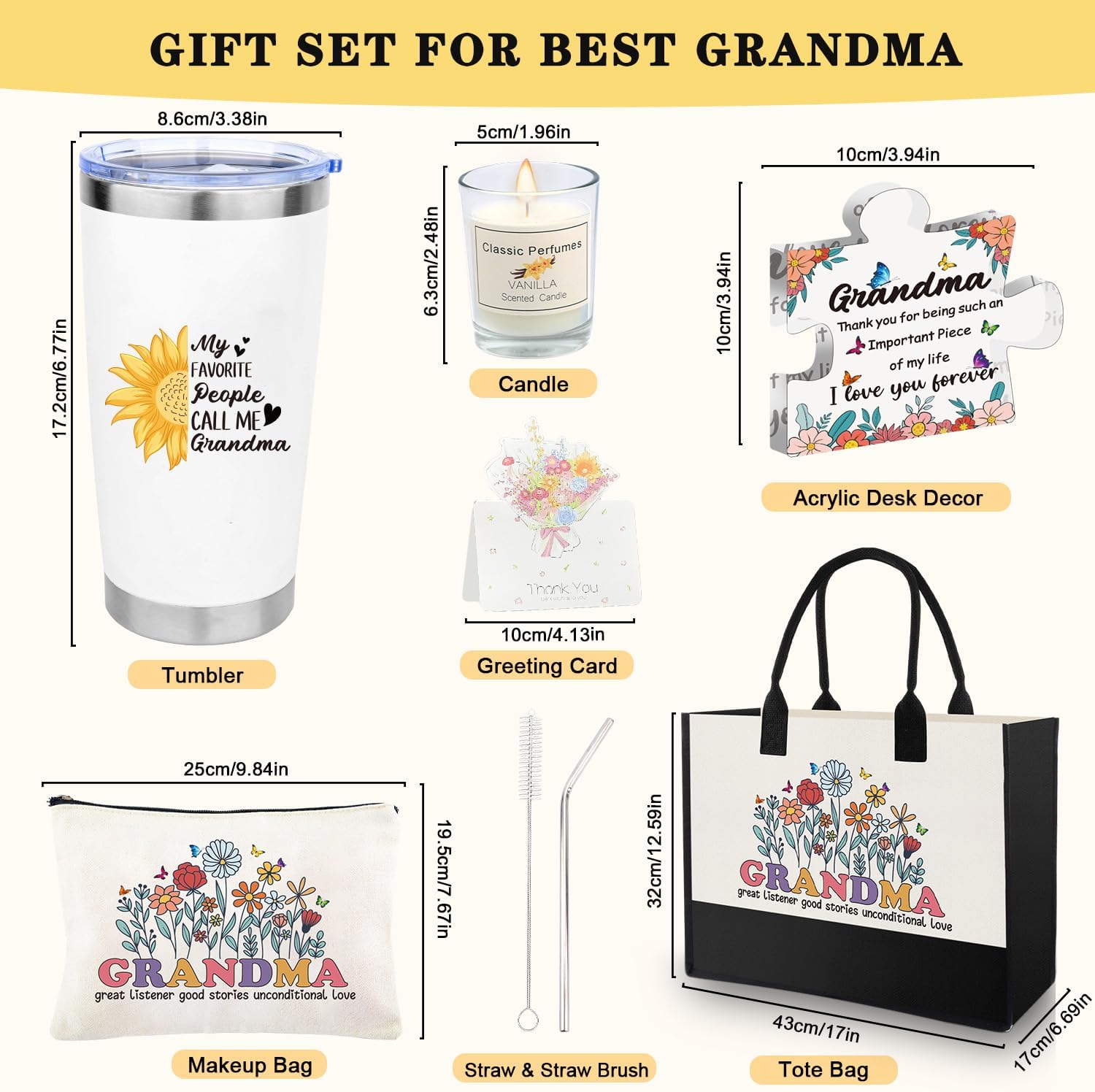 Halema Grandma Gifts for Christmas Birthday from Granddaughter Grandson Grandchildren, Best Grandma Gifts with Canvas Tote Bag Makeup Bag 20oz Wine Tumbler Christmas Grandma Gift Ideas for Nana Gigi - Image 4