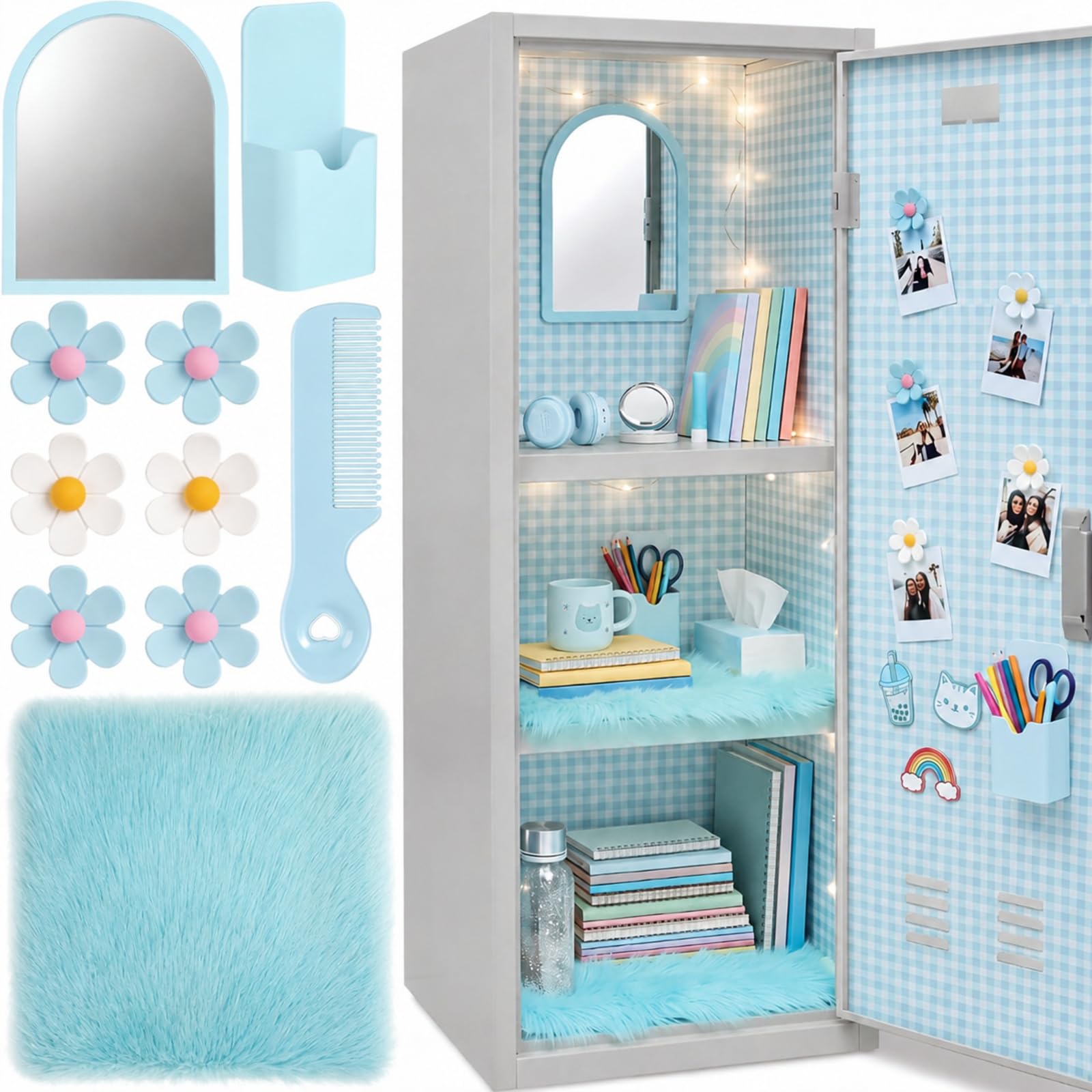 RattanView 10Pcs Locker Decorations Kit for Back to School Students, Blue