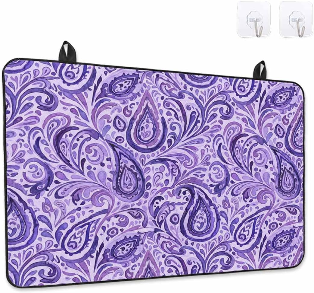 Stove Top Cover Boho Flower Stove Cover for Electric Stove Top Purple Bohemian Art Glass Cooktop Covers Anti-Slip Mat Heat Resistant Countertop Protector Kitchen Decor 31"x24"
