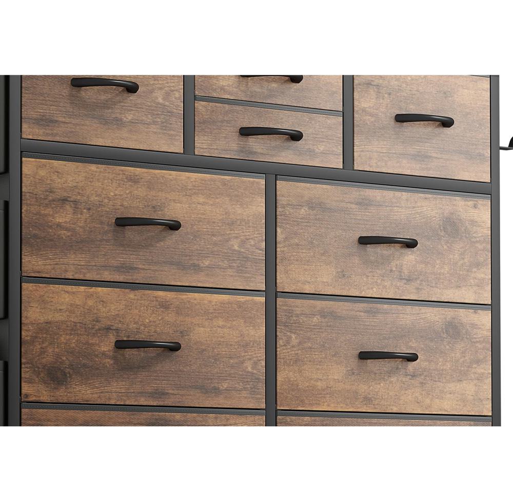 Amazon.com: Lulive Dresser for Bedroom with 12 Drawers, Tall Chest of  Drawers Side Pockets and Hooks, Fabric Storage Tower Closet, Hallway,  Nursery, Living Room (Rustic Brown), 39/''x11.8/''x44.5/''(L:W:H) : Home &  Kitchen