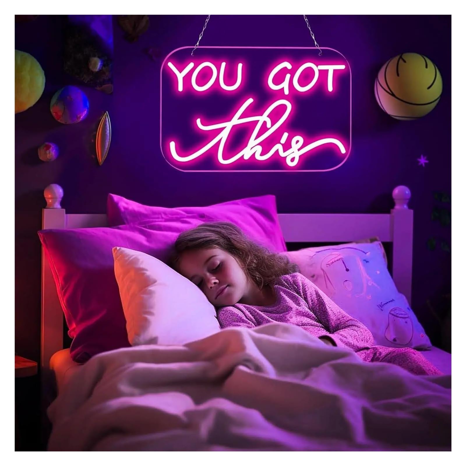 cartelli al neon personalizzati You Got This Insegna Al Neon USB Dimmerabile Per Palestra Ufficio Lavoro Di Squadra Casa Famiglia Detti Arredamento Della Camera 41x26.5cm/16.1x10.4 Inch