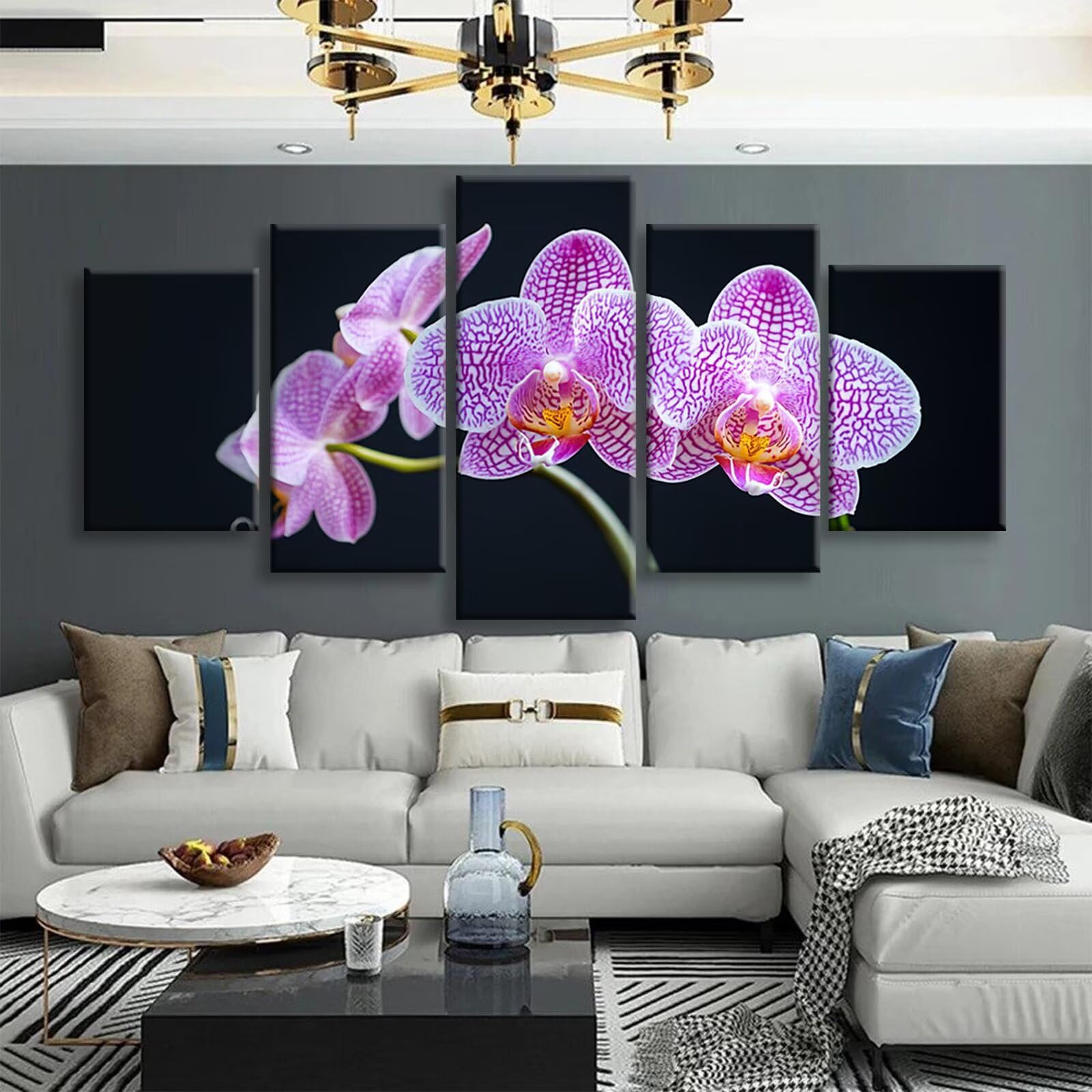 Zestaw 5 sztuk kwiatowych diamentów, sztuka Phalaenopsis, orchidea, diamentowe zestawy do malowania dla dorosłych, początkujących, sztuka i rękodzieło, do dekoracji pokoju, prezenty 175 x 90 cm, model