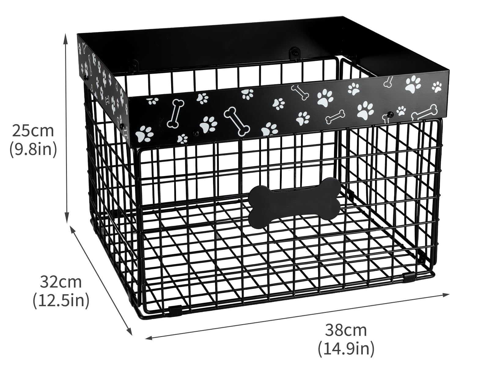 Geyecete Large Dog Toy Organizer - Wire Folding Basket - Chew-Proof - Personalizable - Black - Image 4