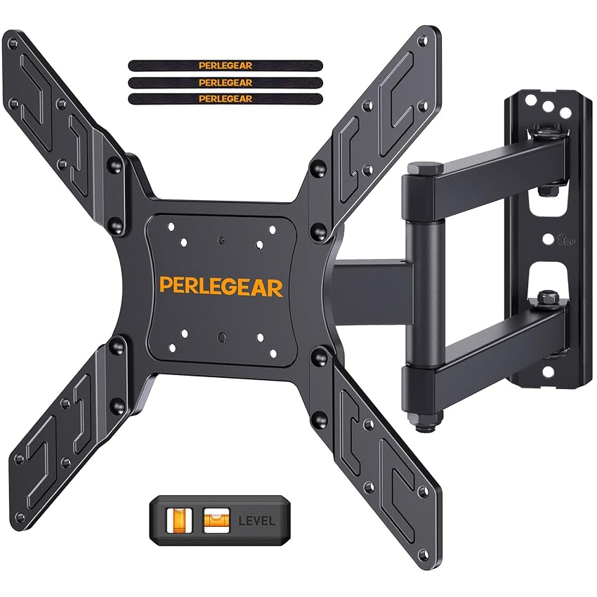 Perlegear Supporto da Parete per TV da 26 a 65 Pollici, Staffa TV con Braccio Girevole ed Estendibile