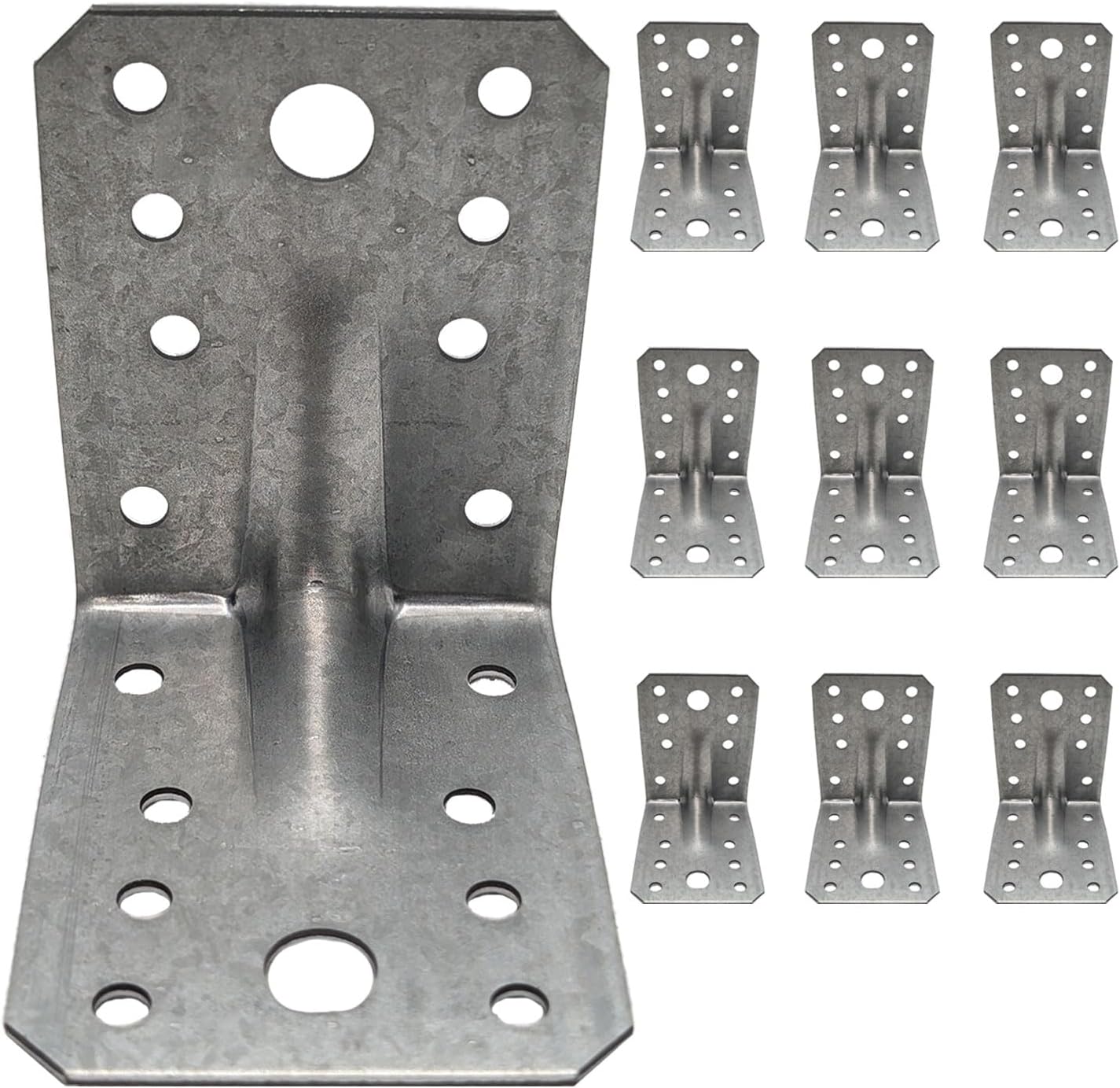 Corner Braces Brackets Heavy Duty Wooden Angle Metal Steel Sheet Galvanised, 70x70x55mm, 1.5mm Thick, Pack of 10, Rust Resistant, 265kg Load Capacity, Easy Install for DIY Projects
