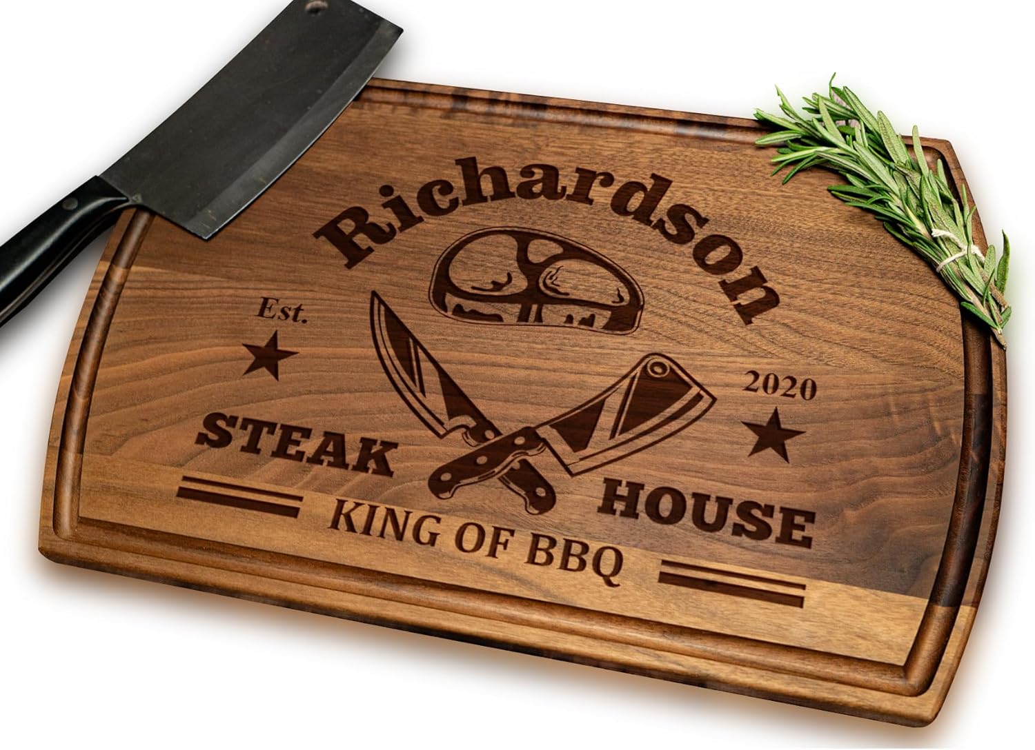 Personalized Christmas Gift for Men, Dad Cutting Board - Customized Wood Grill Board for BBQ Masters - Custom Barbecue and Grilling Gift for Dad, Grandpa or Him - Christmas, Anniversary, Birthday