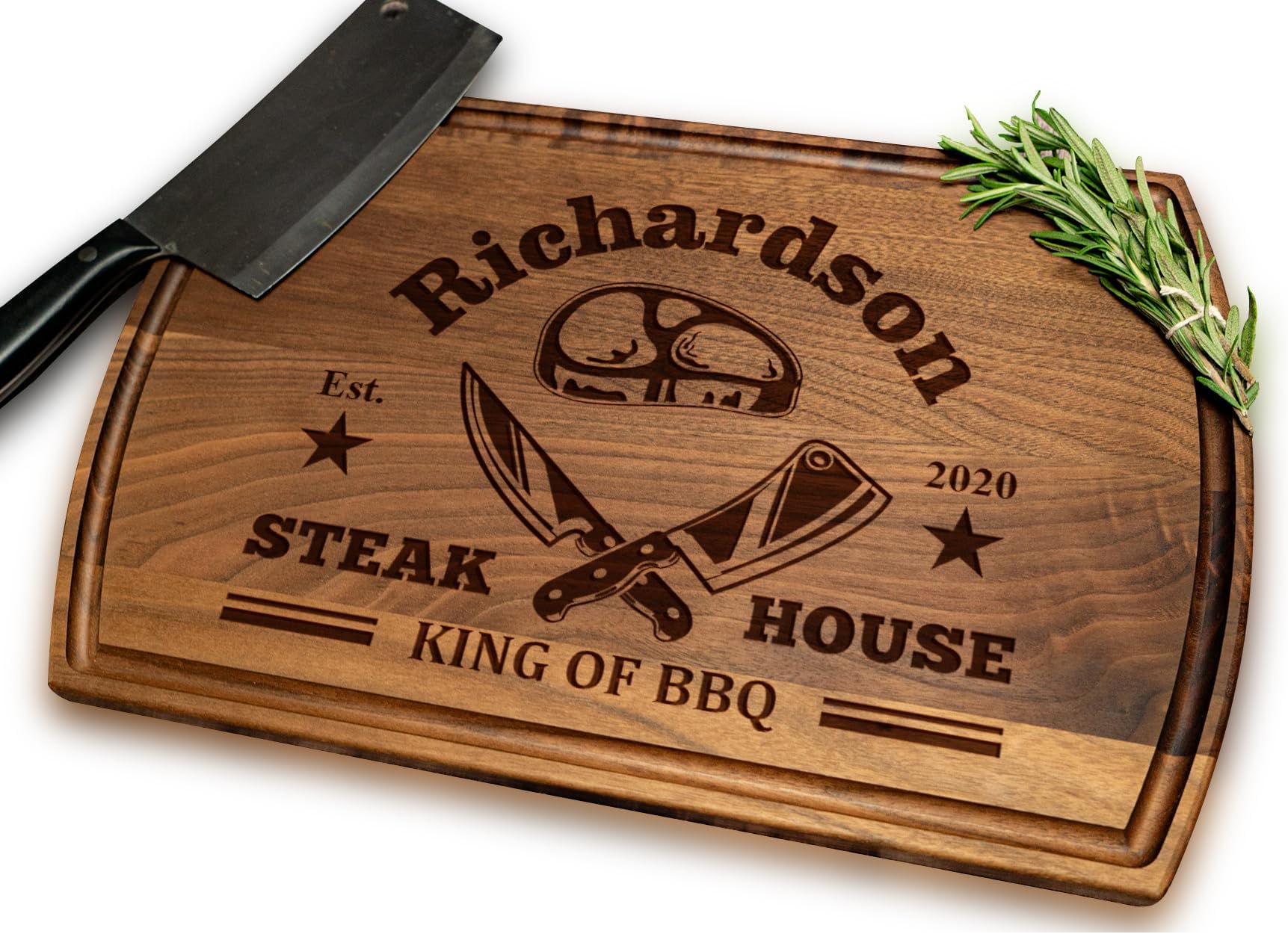 Personalized Christmas Gift for Men, Dad Cutting Board - Customized Wood Grill Board for BBQ Masters - Custom Barbecue and Grilling Gift for Dad, Grandpa or Him - Christmas, Anniversary, Birthday