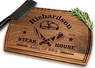Personalized Christmas Gift for Men, Dad Cutting Board - Customized Wood Grill Board for BBQ Masters - Custom Barbecue and Grilling Gift for Dad, Grandpa or Him - Christmas, Anniversary, Birthday