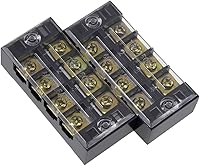 Vista 1 de uxcell 2 unids doble filas 4 posiciones 600V 25A barrera de alambre bloque terminal tira TB-2504L