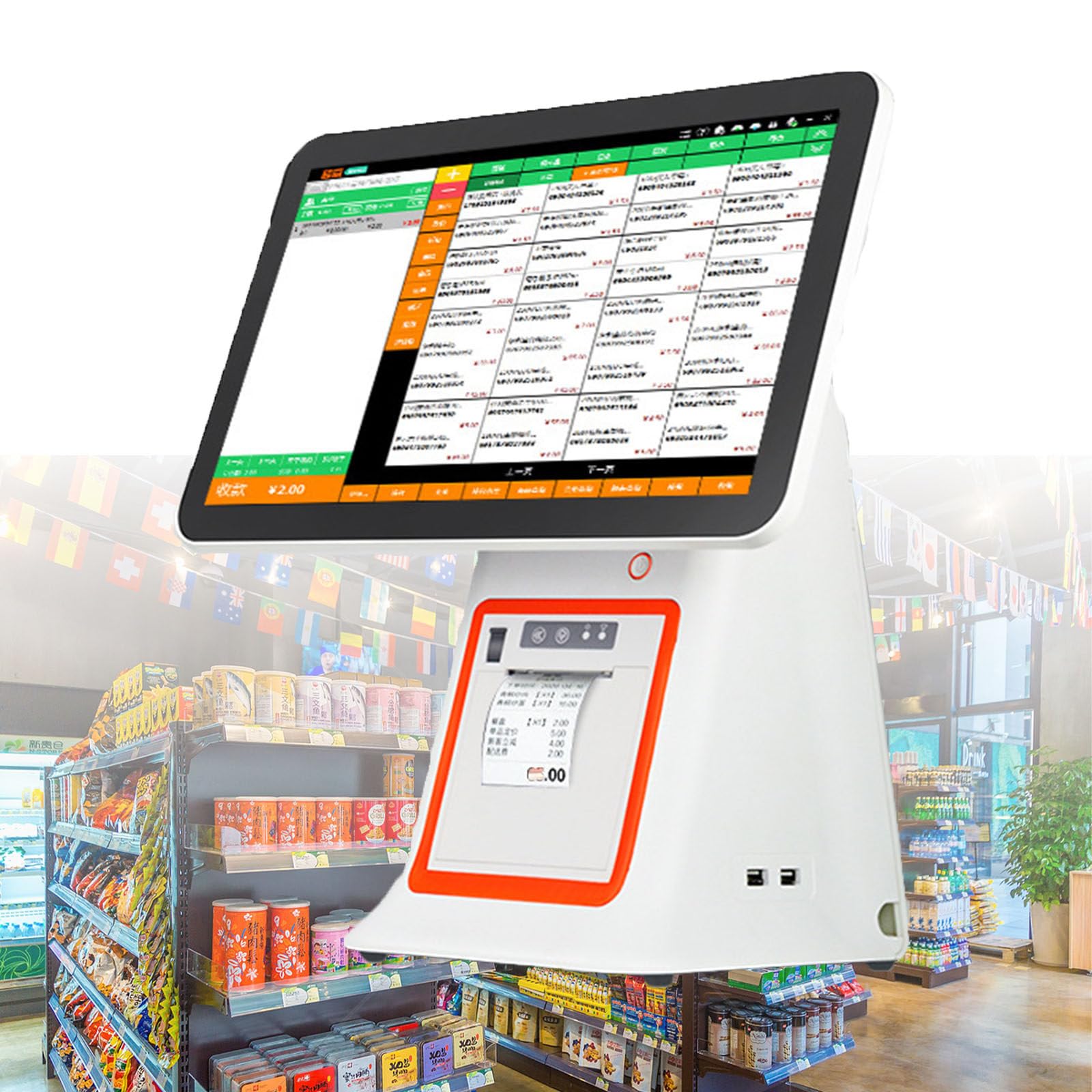 Tpv Todo En Uno, Monitor De Caja Registradora Tpv Todo En Uno De 15.6", Pantalla Táctil De 15.6", 8 GB De Ram, Ssd De 128 GB, para Pequeños Negocios Y Restaurantes White