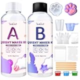 Gel for Taba Squishy Kit, 7oz Super Soft Rubber Squishy Kit, 1:1 AB Ratio Mix for Squishy Maker, Stress Relief FuFu Squishy Kit with 2 Molds Flocking Powder, Bubble Free, Quick Dry, Gift for Occasions