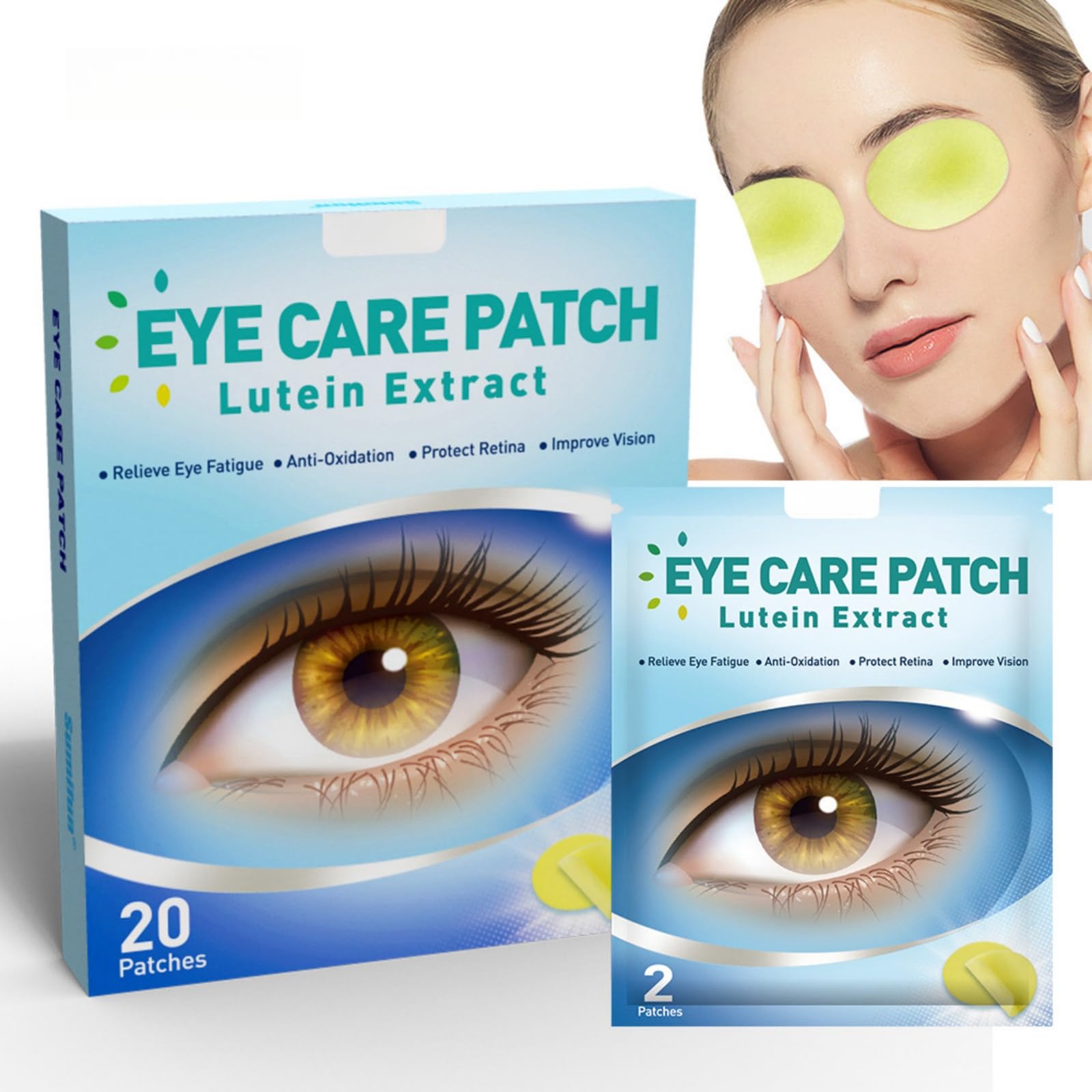 JDLYEVER Eye Care Patch, 20 Patches - Lutein-Infused Eye Patches for Relieving Eye Fatigue, Redness, and Dryness - Soothes and Rejuvenates Tired Eyes - Enhances Vision and Comfort - Reduces Puffiness