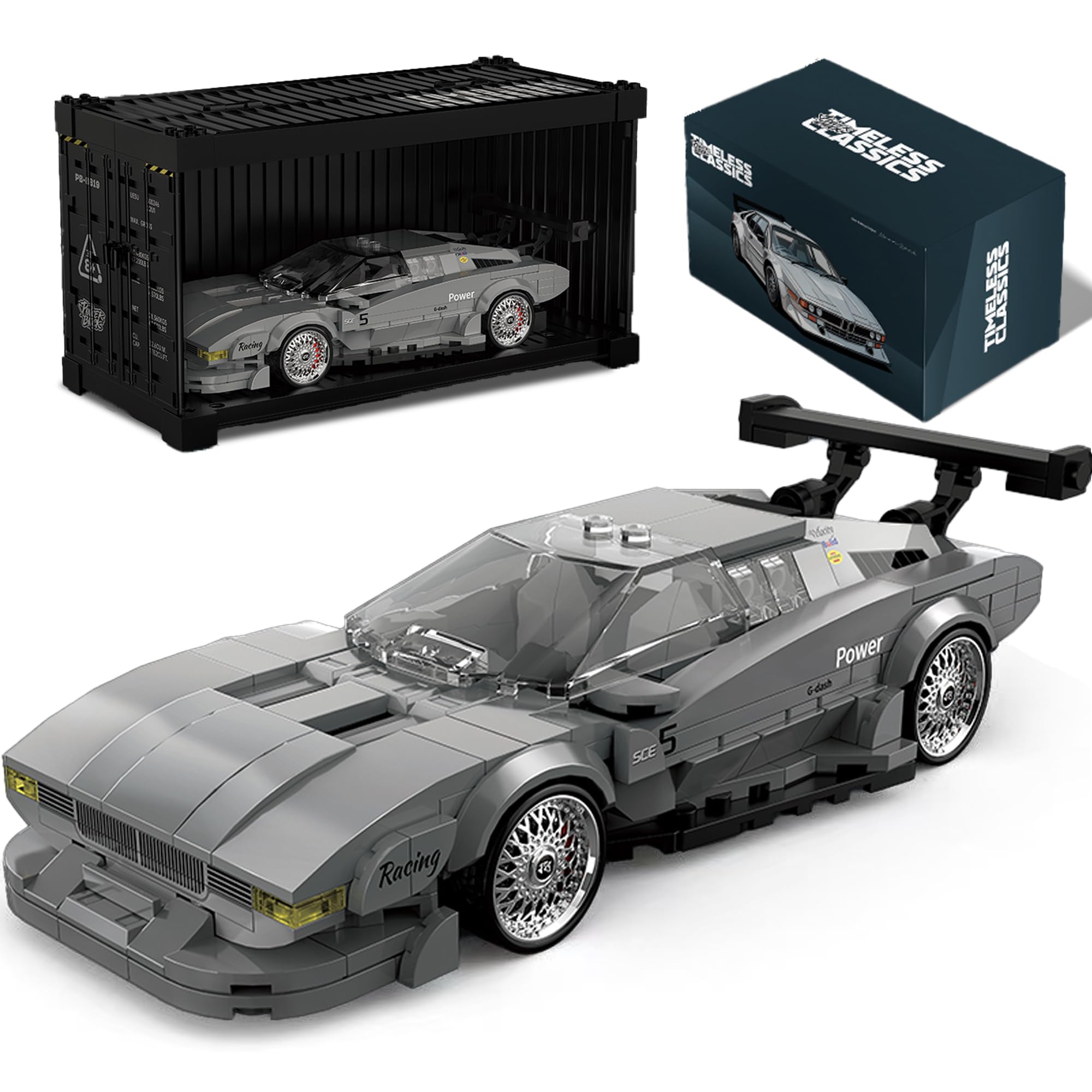 dOMOb M1 Restomod Car Building Kit – 368 pcs Building Blocks Set w/Container Display Box – Modular Scale 1:32 Model – Bricks Toy for Kids & Adults 8+ – for Boys, Hobbyist, Collector