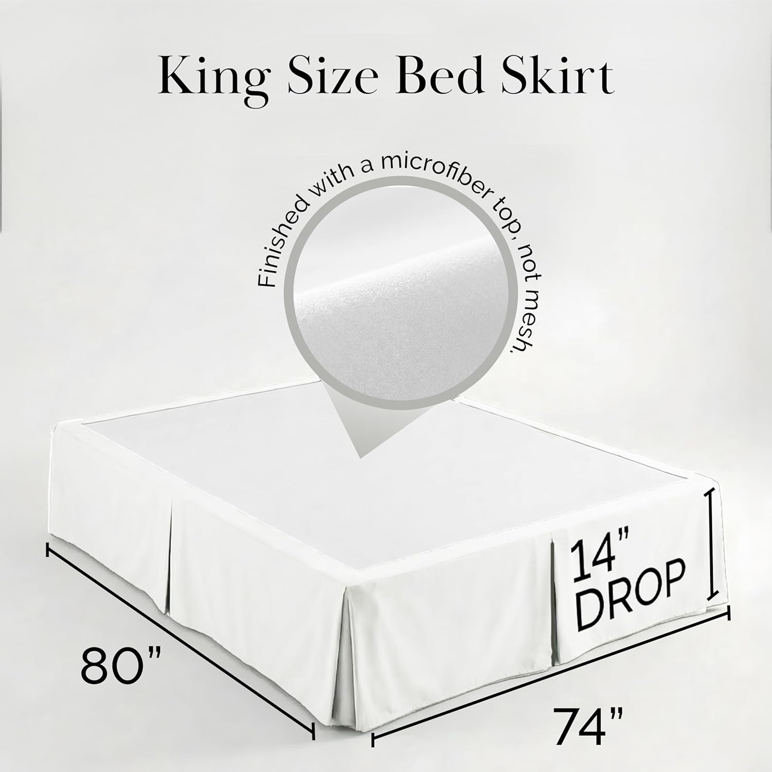 southshore fine living, inc. pleated king bed skirt 14 inch drop - classic white bed skirt, dust ruffle for king size bed - fade resistant for everyday use, durable microfiber - bright white king bright white