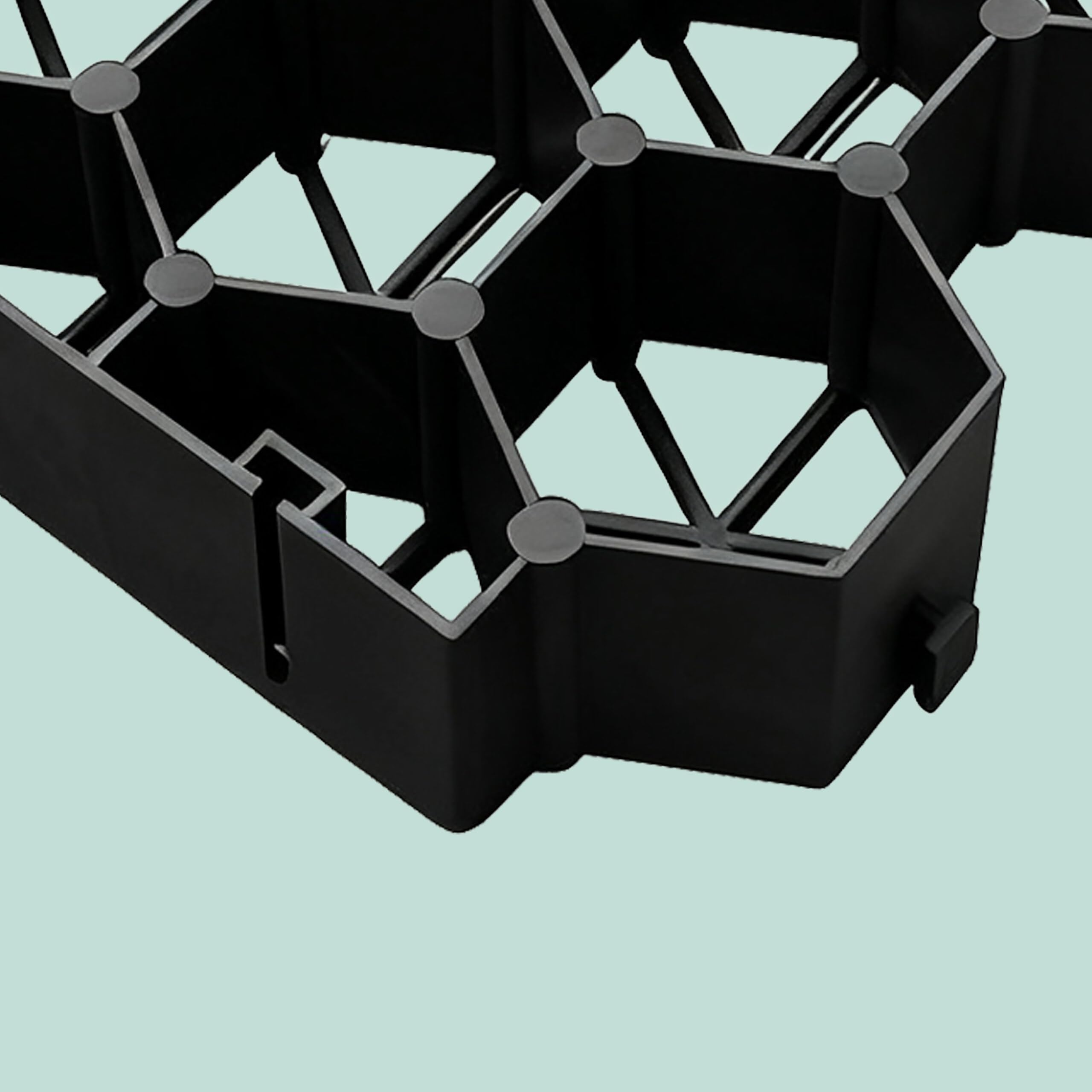 Relaxdays Rasengitter Kunststoff, 20er Set, 4x50x50 cm, ohne Unterbau, befahrbar, Paddockplatten, Rasenplatten, schwarz