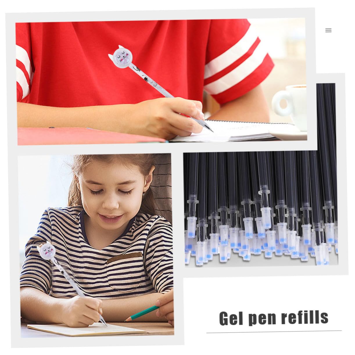 MAGICLULU 200 Recambios de Bolígrafo de Gel Negro 0,5mm Tinta de Flujo Libre y Tecnología de Alta Performance para Papelería Escolar y Uso Diario