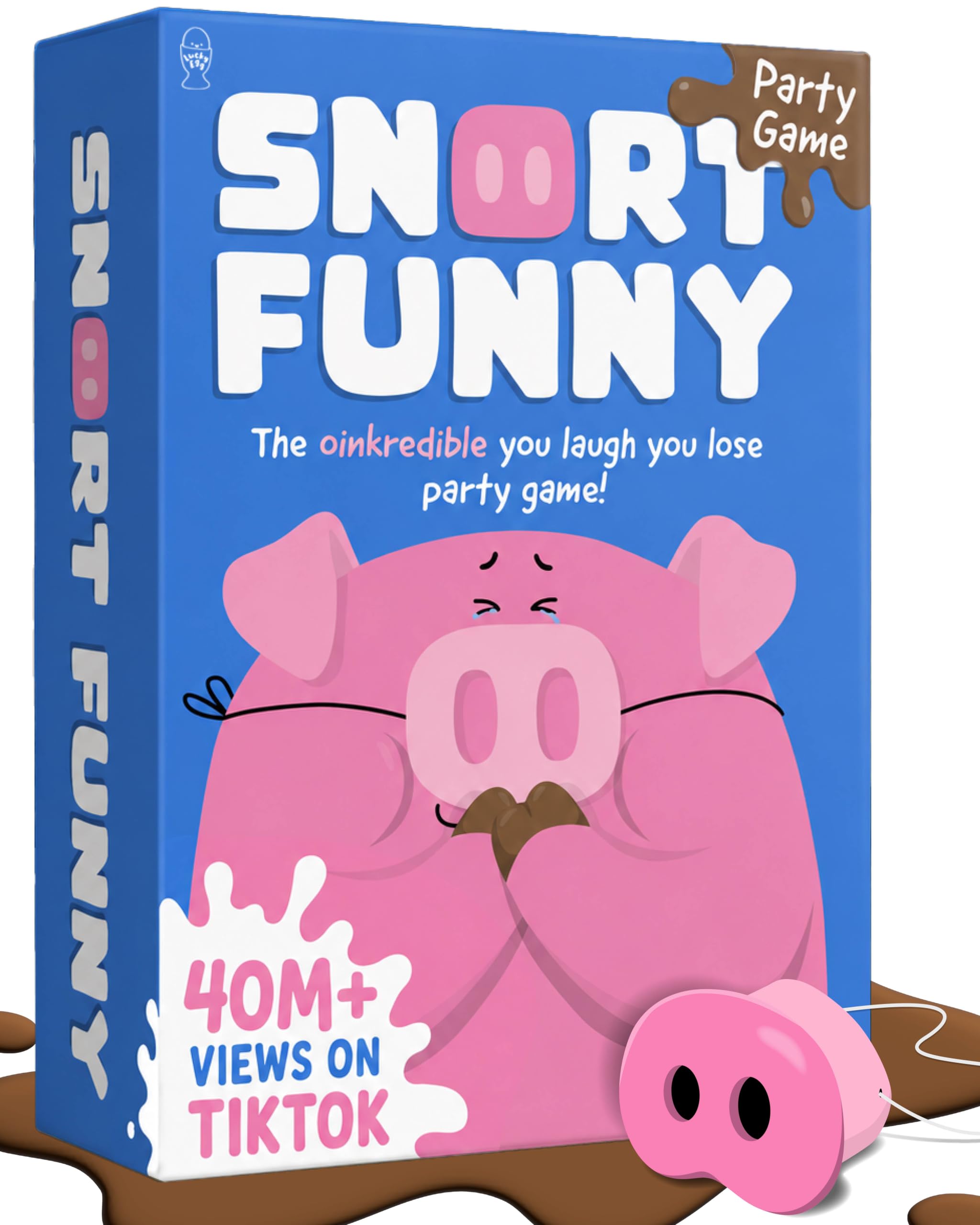 Snort Funny – El Increíble Te Ríes Te Pierdes Juego de Fiesta, Juegos Familiares Para Niños y Adultos Con 150 Tarjetas de Desafío, 5 Focicos de Cerdo y Fichas de Lodo, Juegos Divertidos Para Amigos y
