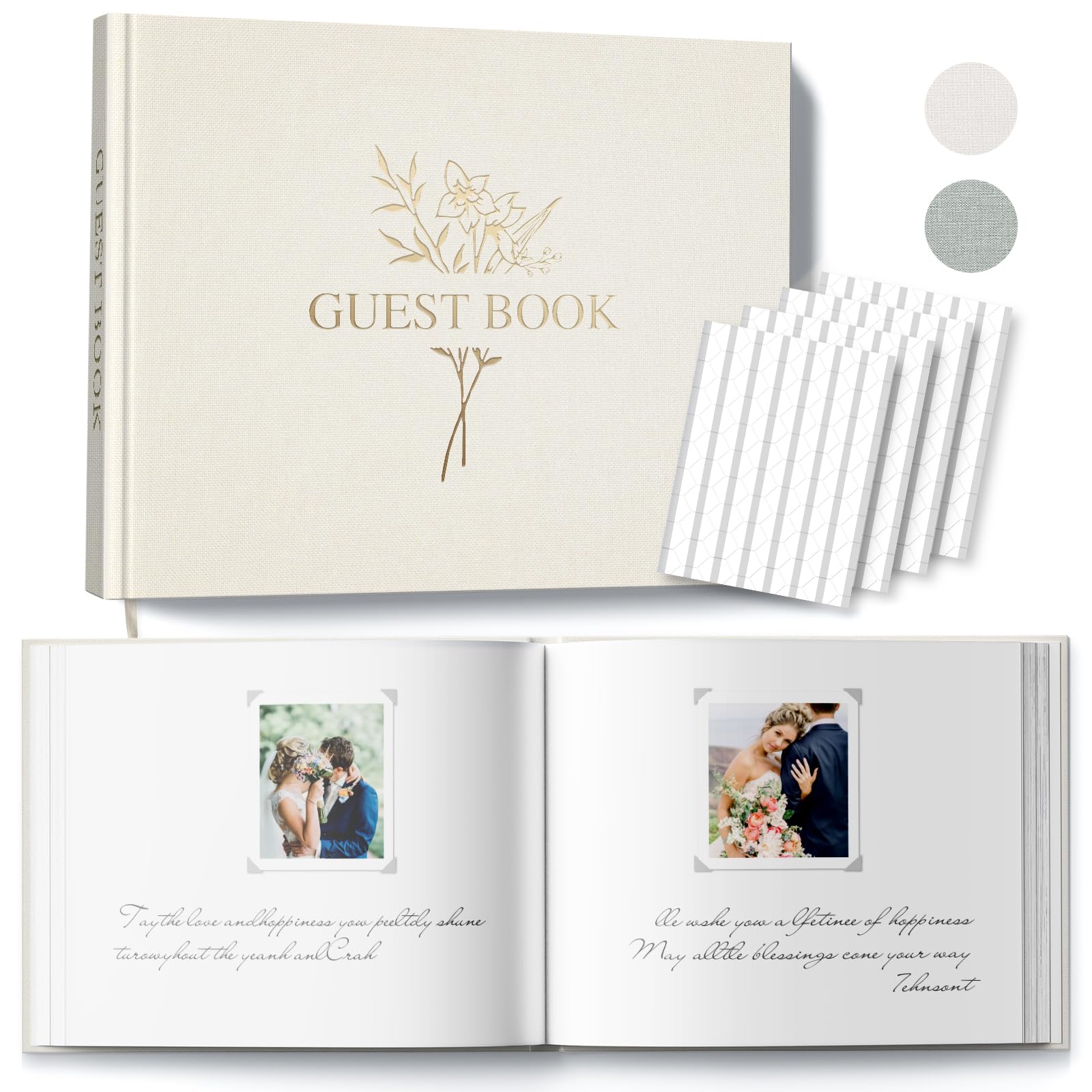 Gästebuch Hochzeit für Ihren Hochzeitsempfang - BVSSX Edles Gästebuch mit Tischschild zum Einloggen und Hinzufügen von Polaroid-Fotos - Das Hochzeits- oder Babyparty-Gästebuch für den besonderen Tag