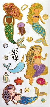 Playhouse Shiny Foil Enamel Effect Sticker Sheet for Crafts, Trading & Collecting - Mermaid Friends