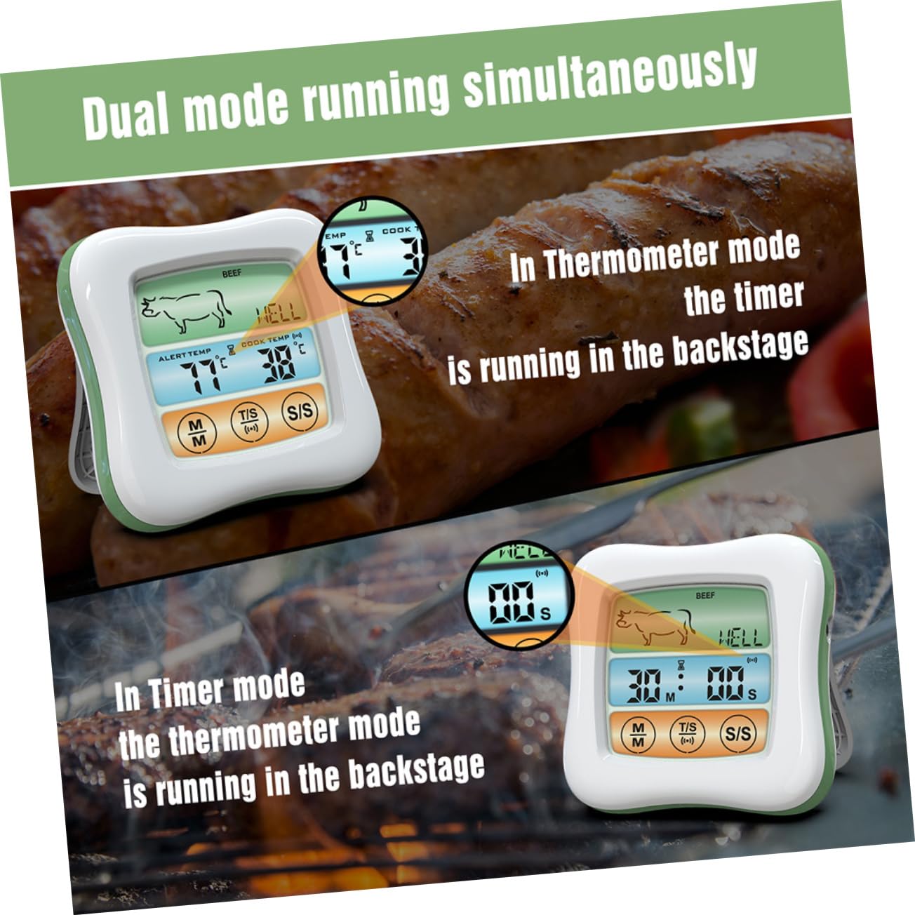 GRIRIW Touch Screen Thermometer for Cooking Meat Thermometer Digital BBQ Home Use Easy to Read Fahrenheit or Celsius