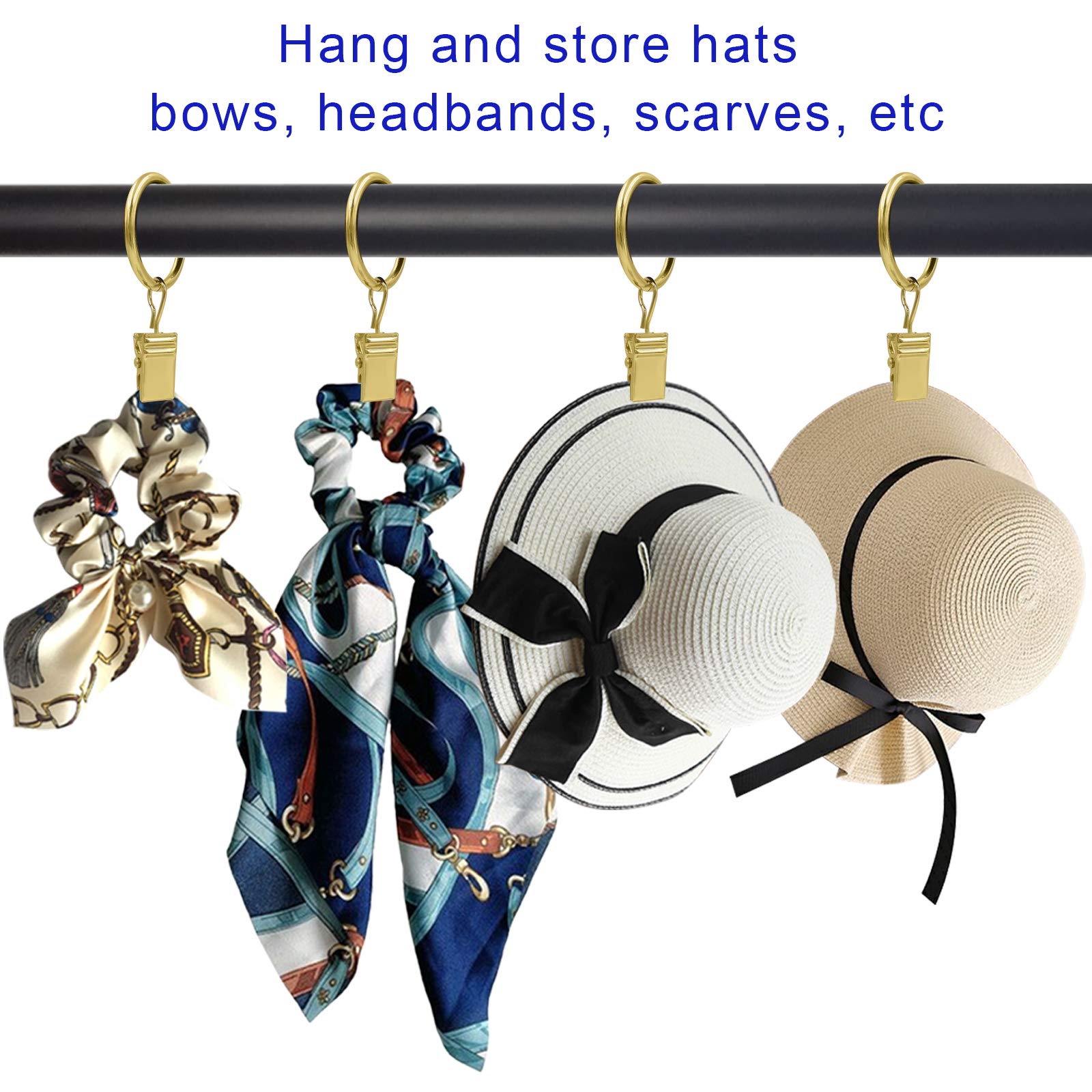 LLPJS Gardinenringe mit Clips, Vorhanghaken, Vorhang-Clip, mit Ring, perfekt für Dekoration, Vorhänge, Stoffschleifen, Kappen, Aufhänger oder andere Displays, Ringe 2,5 cm, 44 Stück