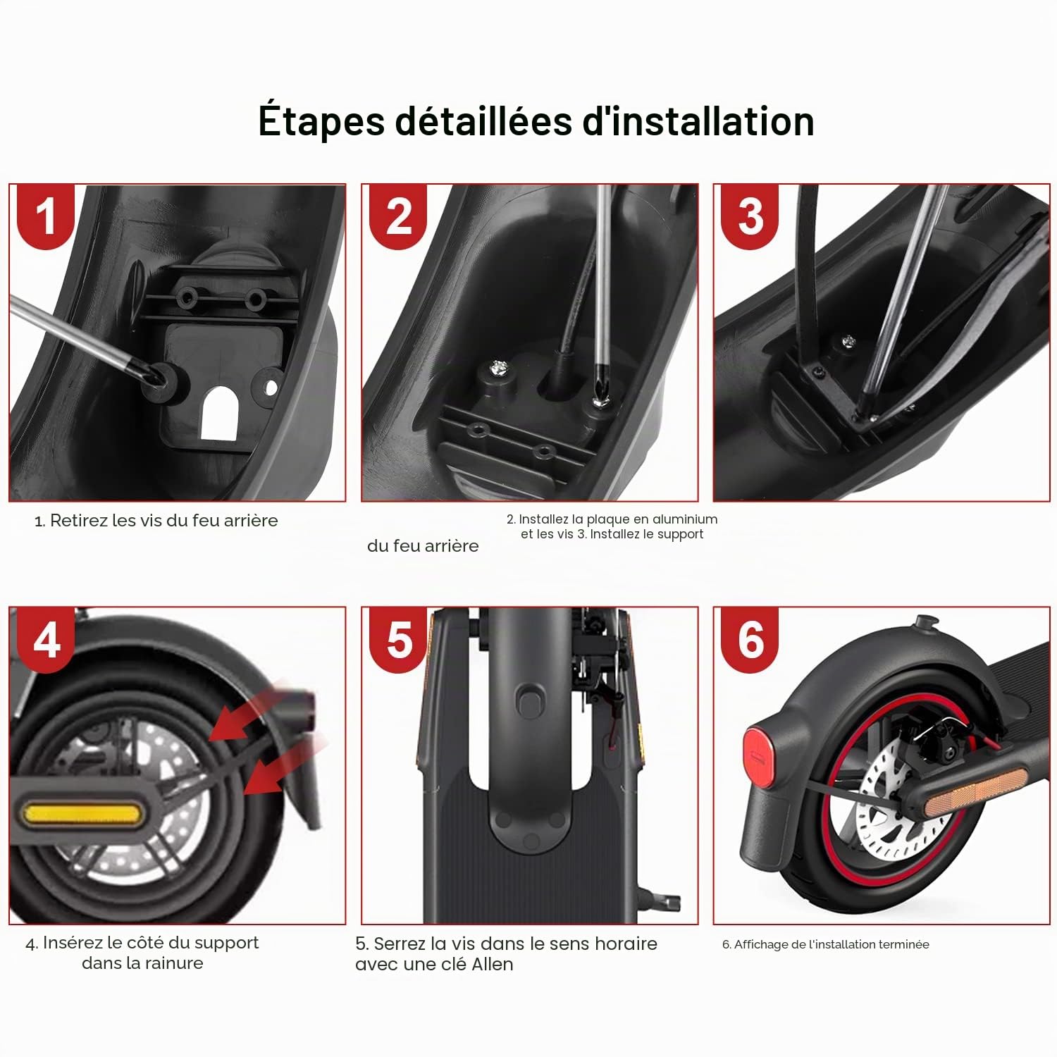 Garde-boue arrière de scooter Yungeln compatible pour scooter électrique Xiaomi 4Lite en plastique de couleur Mi4 Lite